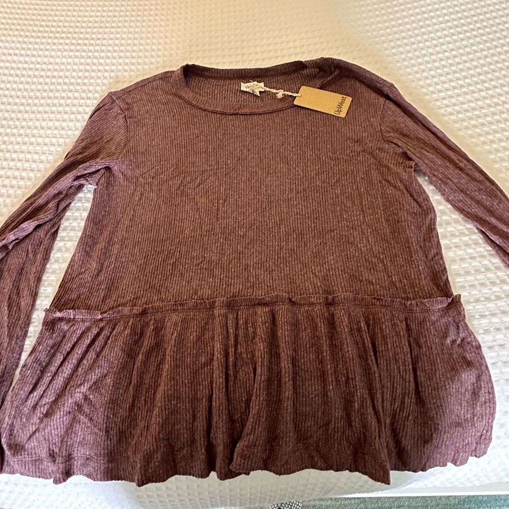 UpWest Peplum long sleeve shirt. Size L